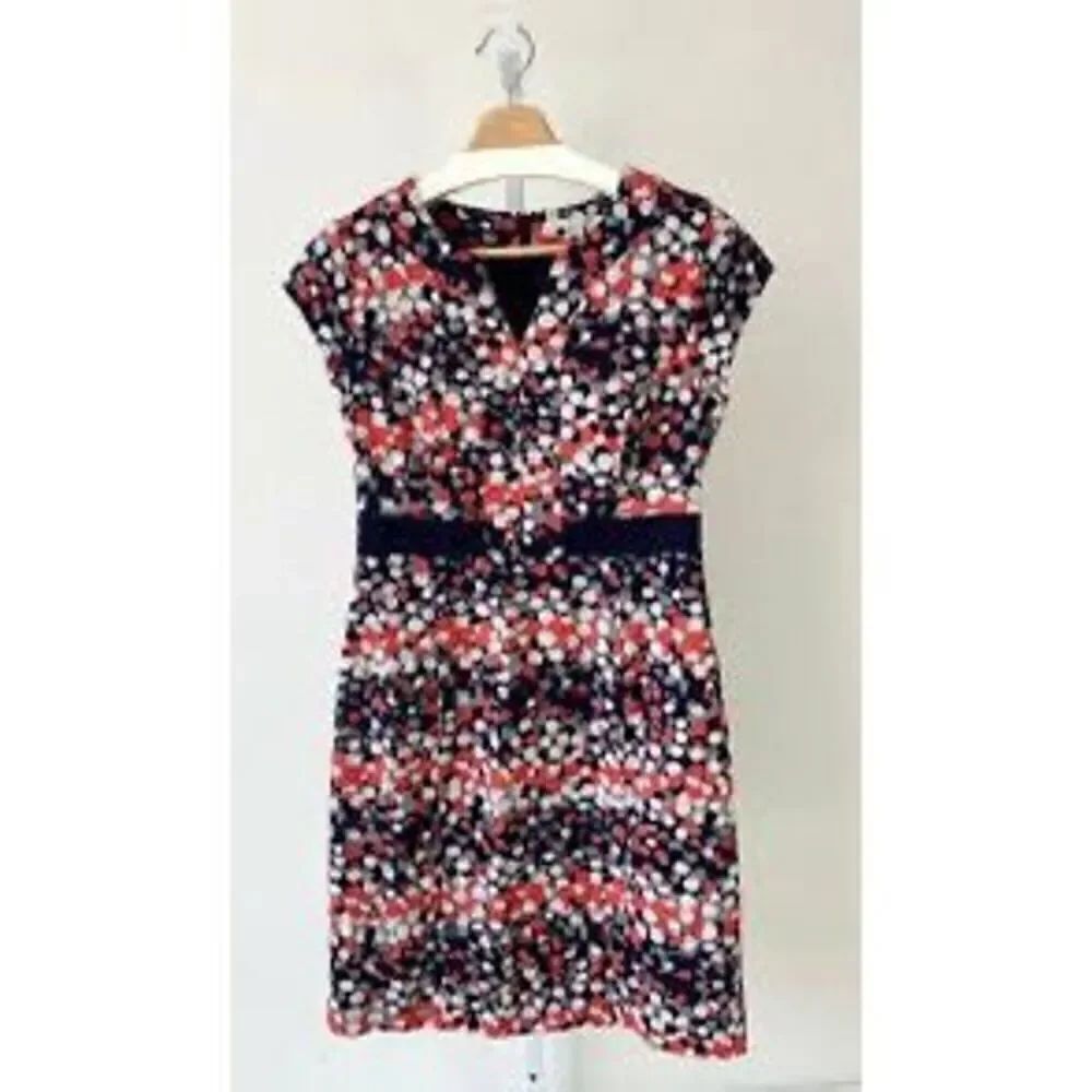 Boden Women’s Size 6 Polka Dot Shift Dress Multicolor Short Sleeve Zip Up